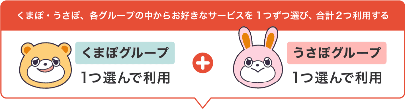 各グループからお好きなサービスを1つずつ選び、合計2つ利用するとボーナスプレゼント!